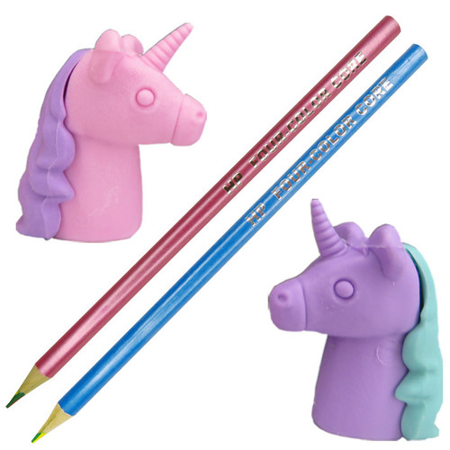 پاک کن مدل اسب تک شاخ یونیکورن به همراه مداد مجموعه 4 عددی